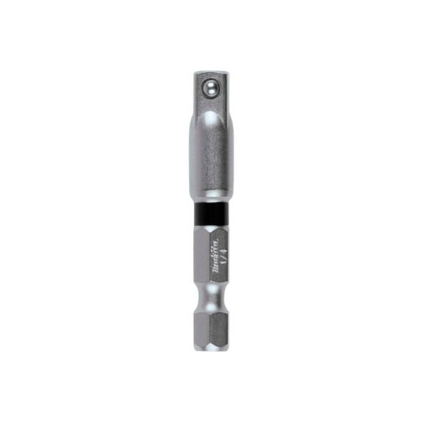 Makita Impact XPS 1/4in Square 2in Socket Adapter, Retention Ball, Matte Nickel